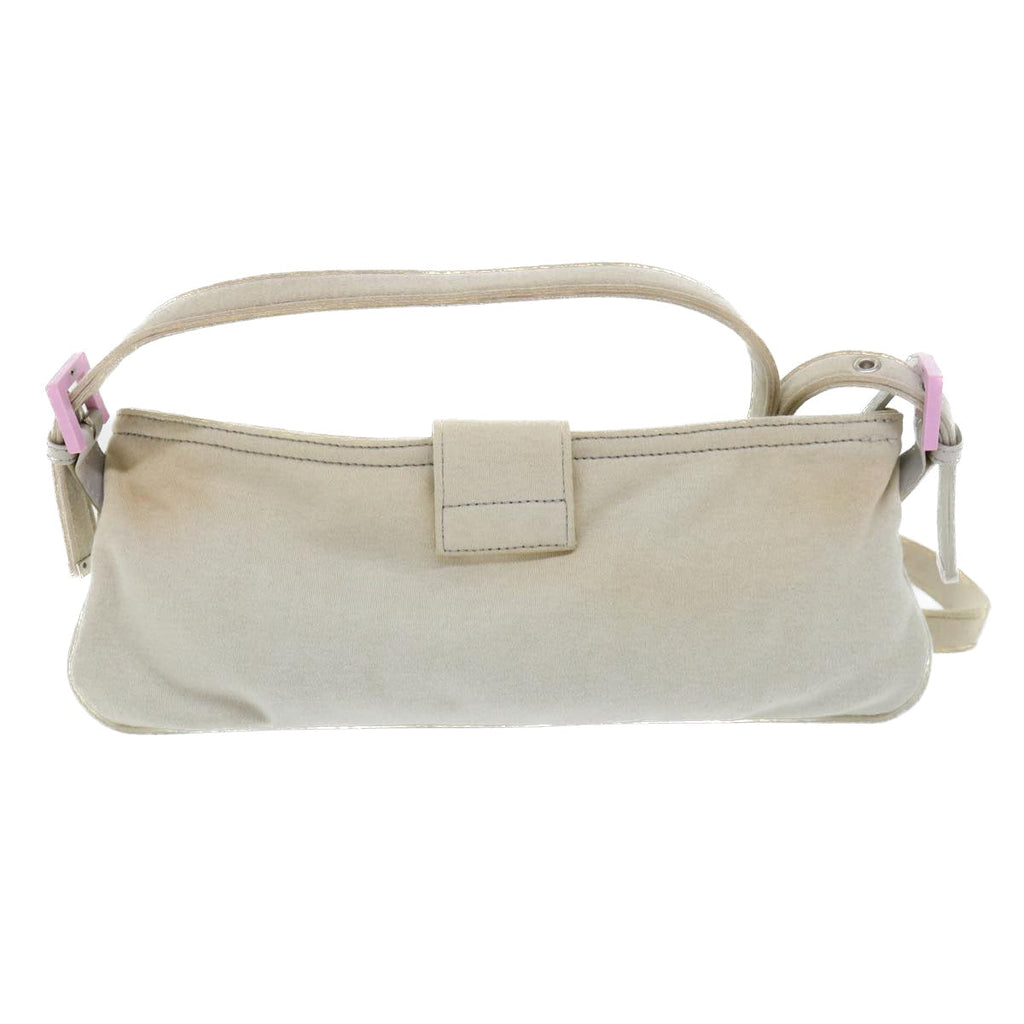 FENDI Mamma Baguette Shoulder Bag cotton Beige Pink bs7965
