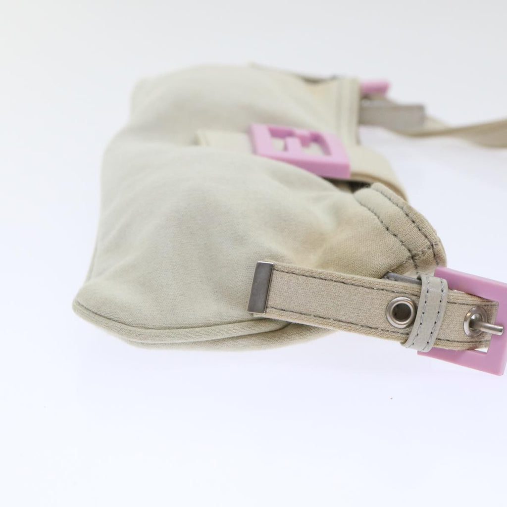 FENDI Mamma Baguette Shoulder Bag cotton Beige Pink bs7965