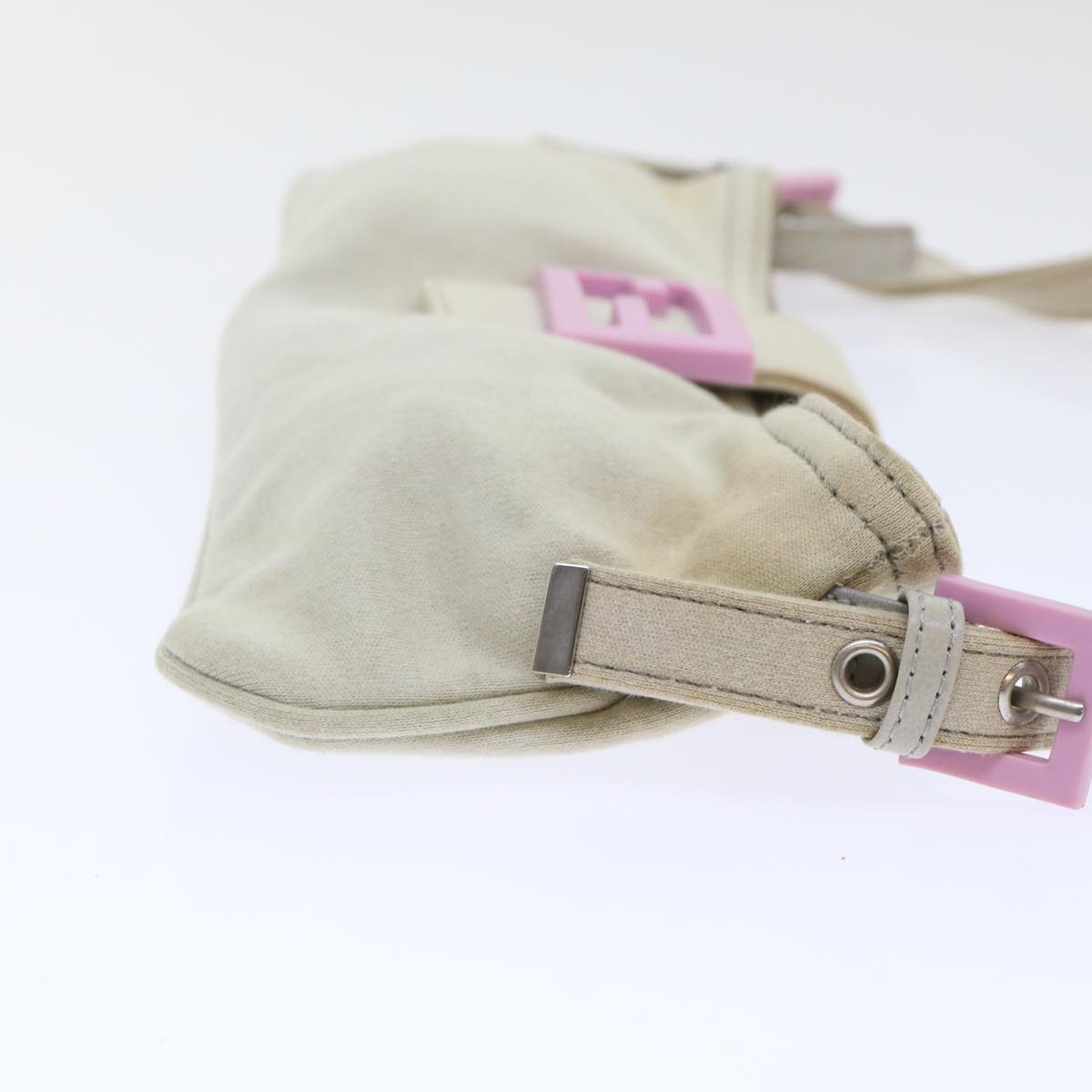 FENDI Mamma Baguette Shoulder Bag cotton Beige Pink bs7965