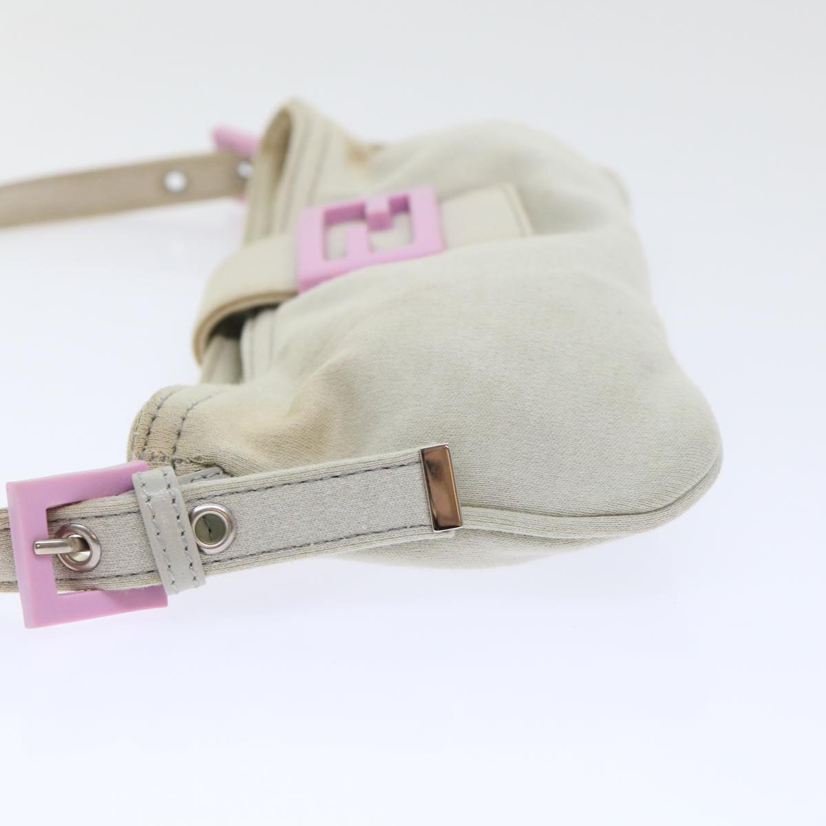 FENDI Mamma Baguette Shoulder Bag cotton Beige Pink bs7965