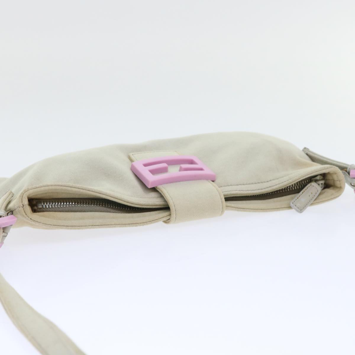 FENDI Mamma Baguette Shoulder Bag cotton Beige Pink bs7965