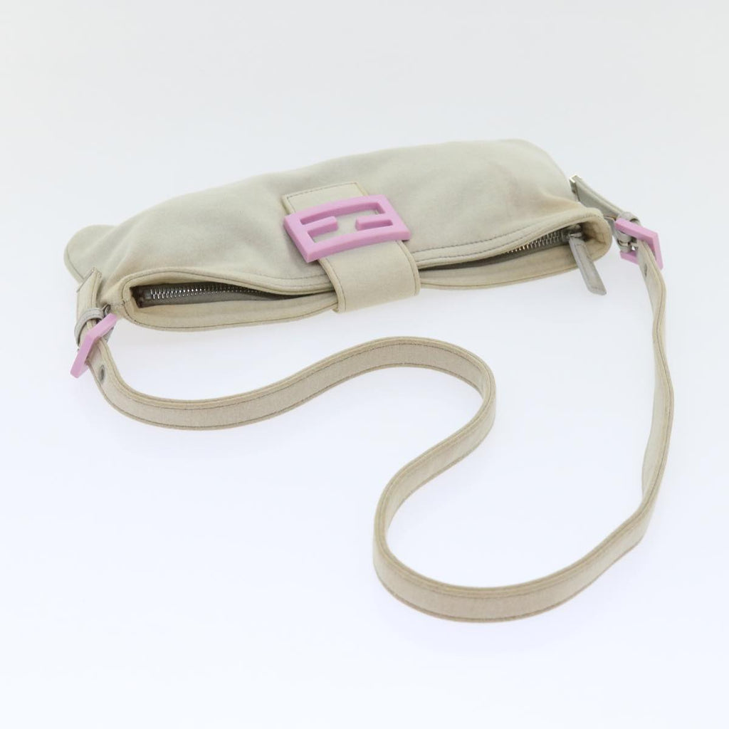 FENDI Mamma Baguette Shoulder Bag cotton Beige Pink bs7965