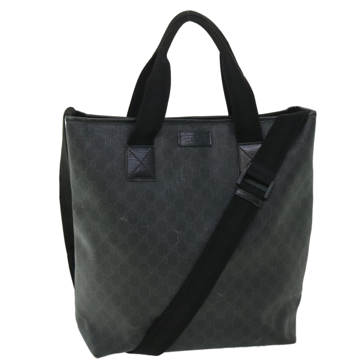 GUCCI GG Canvas Tote Bag PVC Leather 2way Black 162163 bs7983