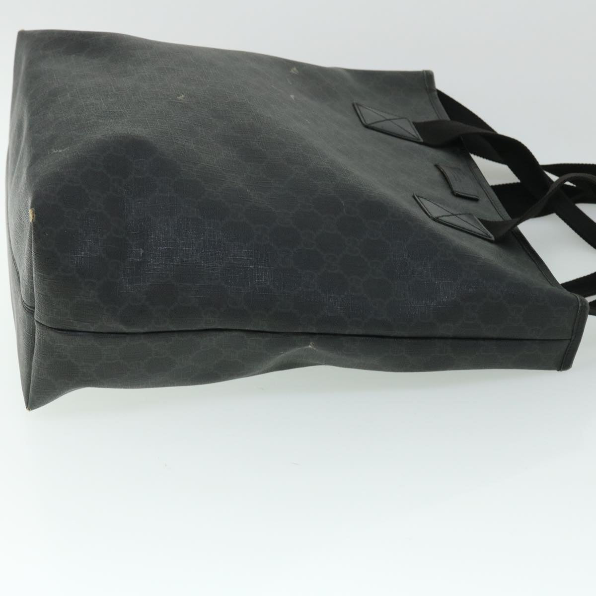 GUCCI GG Canvas Tote Bag PVC Leather 2way Black 162163 bs7983