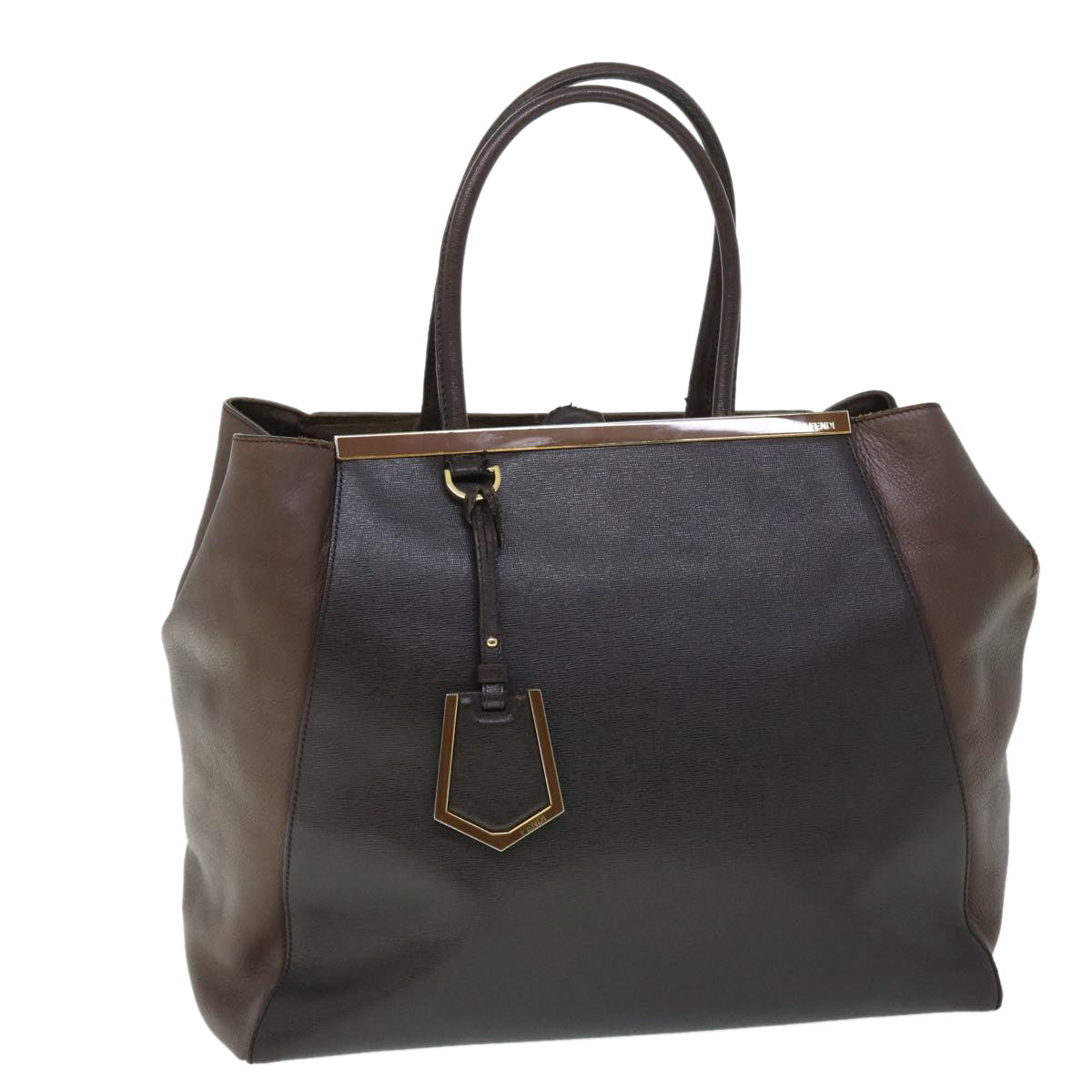FENDI Hand Bag Leather PVC Leather Brown bs8008
