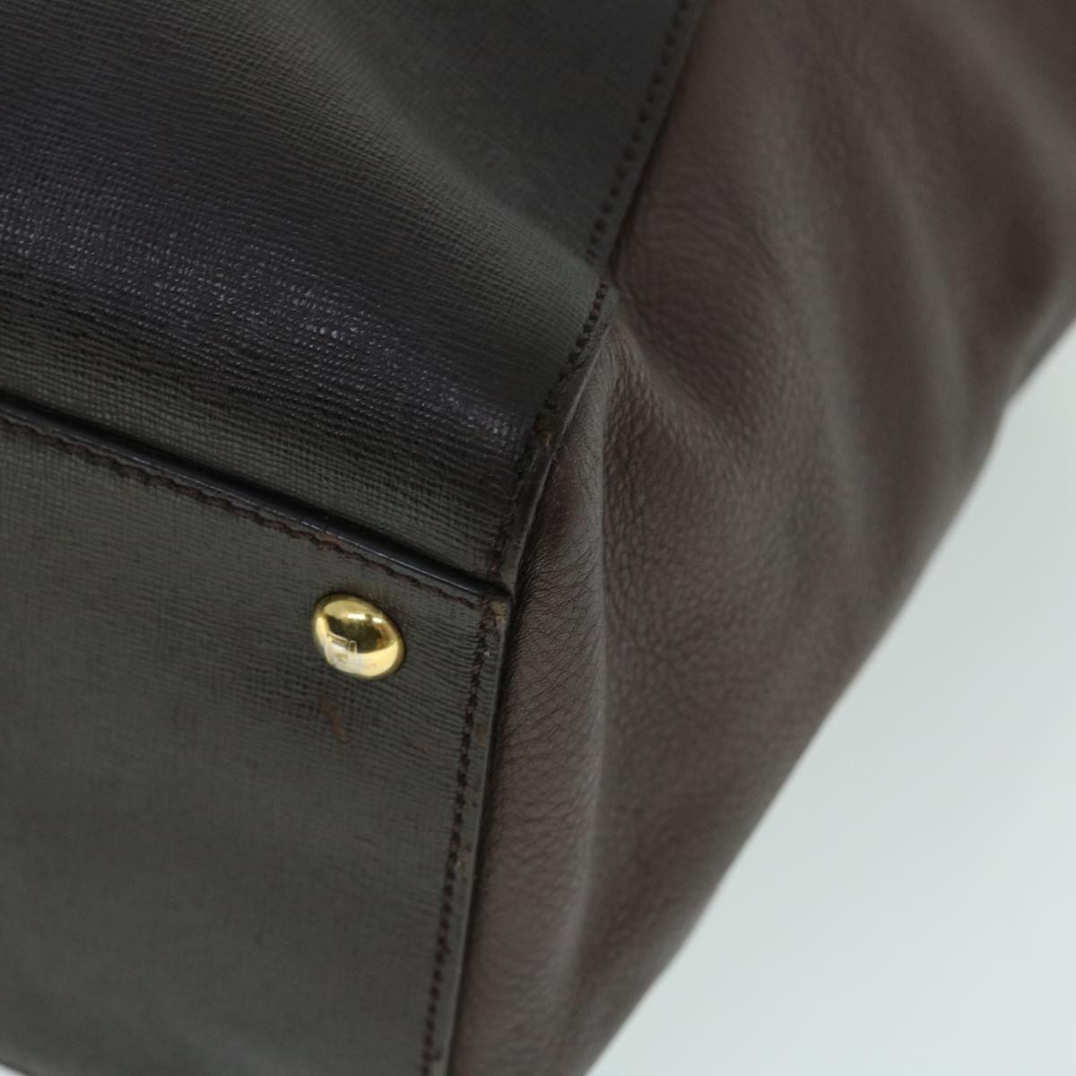 FENDI Hand Bag Leather PVC Leather Brown bs8008