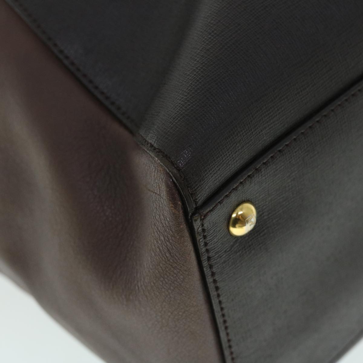 FENDI Hand Bag Leather PVC Leather Brown bs8008
