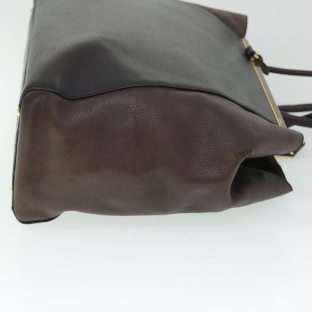 FENDI Hand Bag Leather PVC Leather Brown bs8008