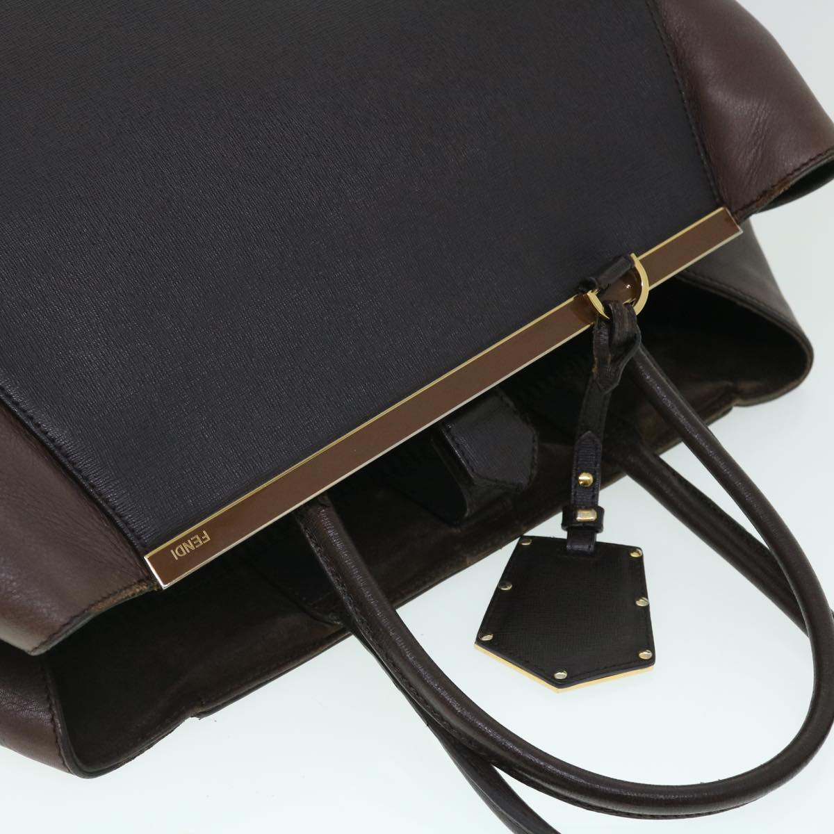 FENDI Hand Bag Leather PVC Leather Brown bs8008