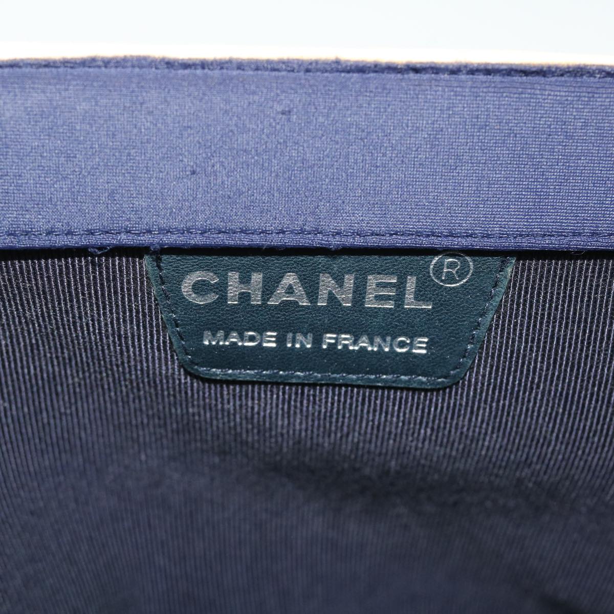 CHANEL Hand Bag Canvas Navy CC bs8016