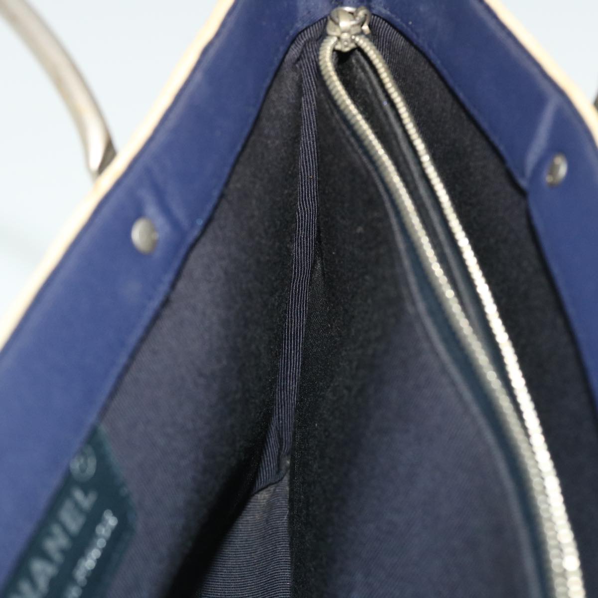 CHANEL Hand Bag Canvas Navy CC bs8016