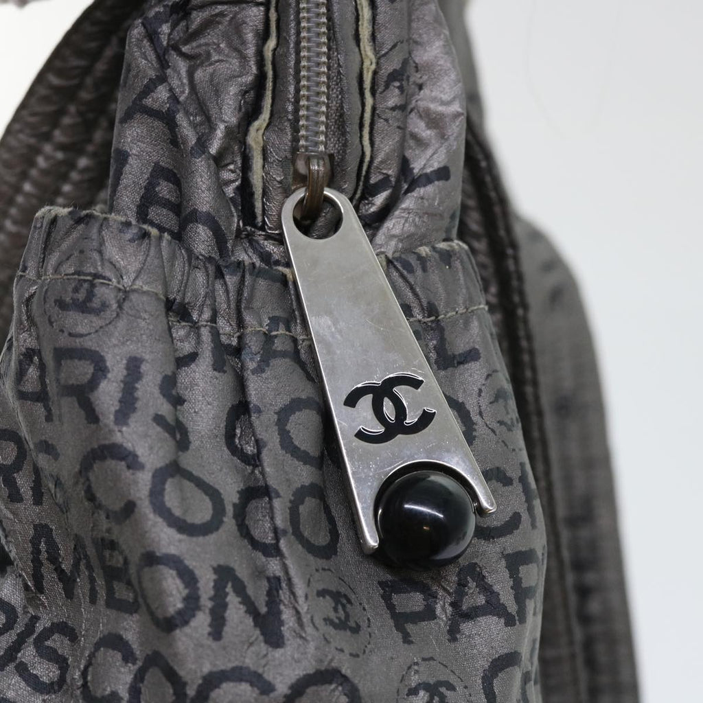 CHANEL Unlimited Shoulder Bag Nylon Silver CC bs8018