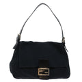 FENDI Mamma Baguette Shoulder Bag Nylon Leather Black bs8028