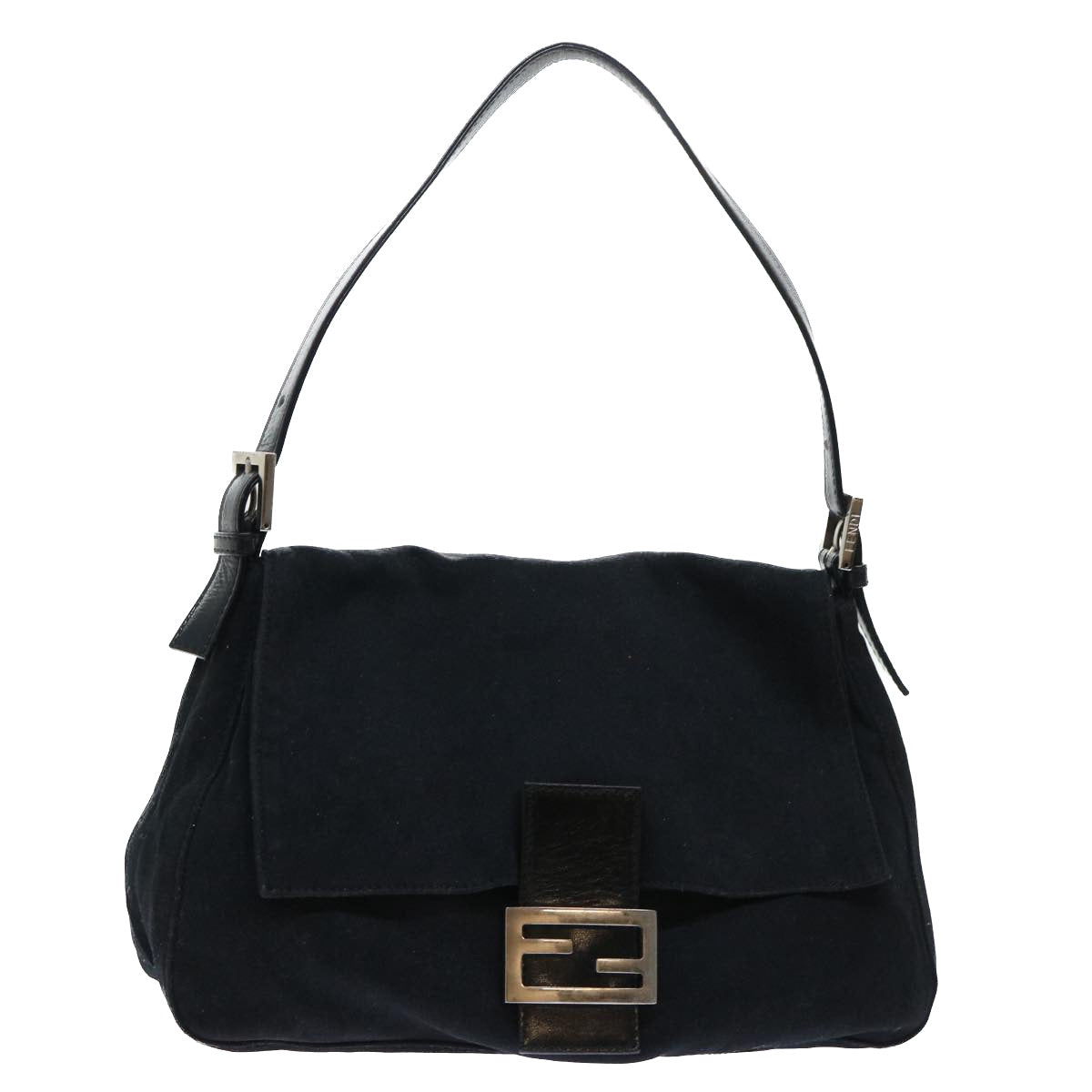 FENDI Mamma Baguette Shoulder Bag Nylon Leather Black bs8028