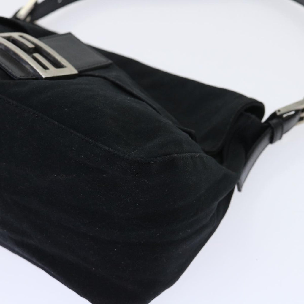 FENDI Mamma Baguette Shoulder Bag Nylon Leather Black bs8028