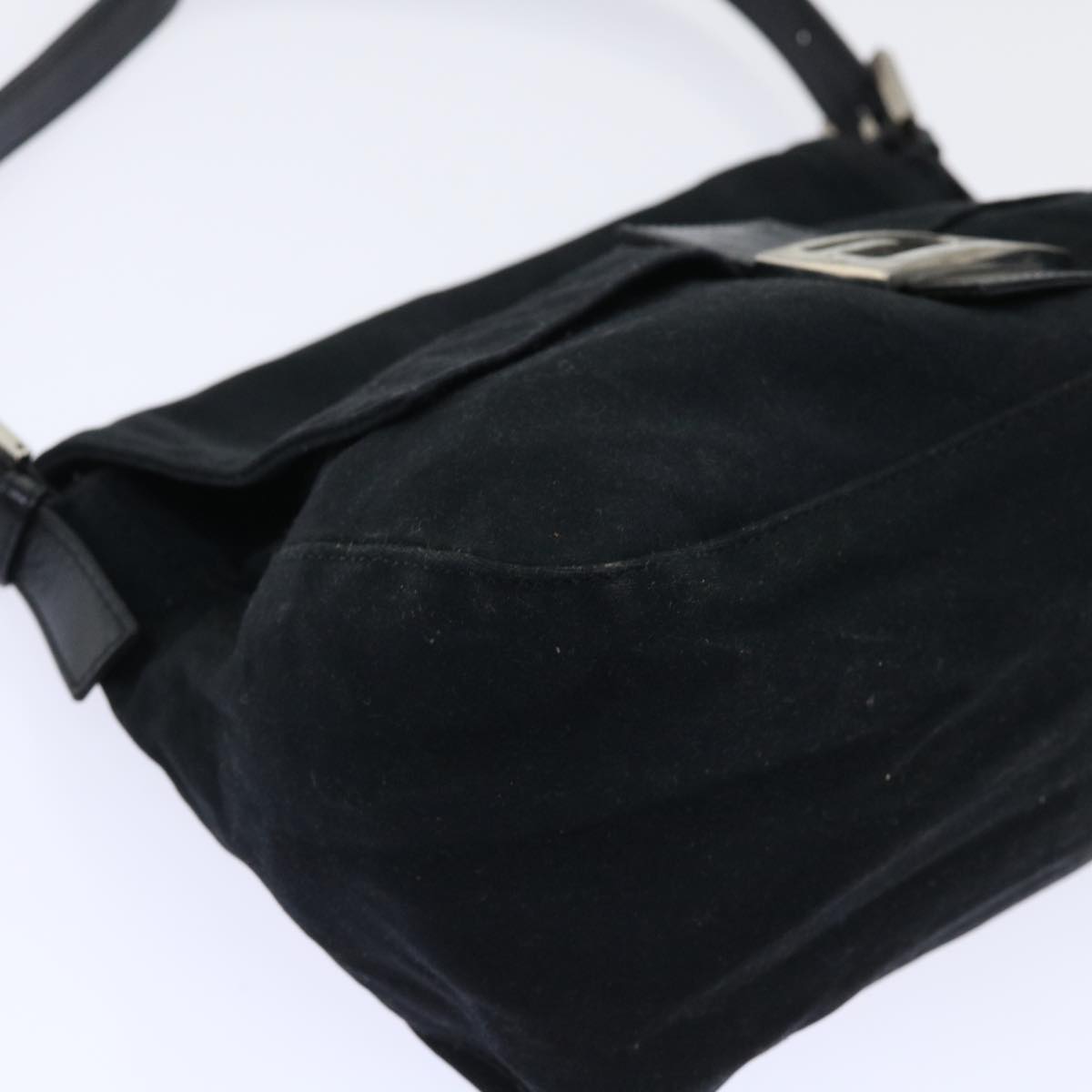 FENDI Mamma Baguette Shoulder Bag Nylon Leather Black bs8028