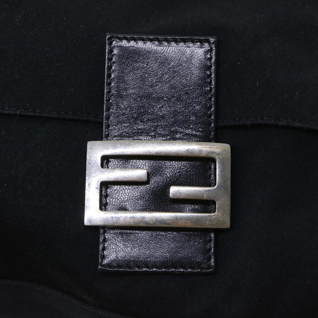 FENDI Mamma Baguette Shoulder Bag Nylon Leather Black bs8028