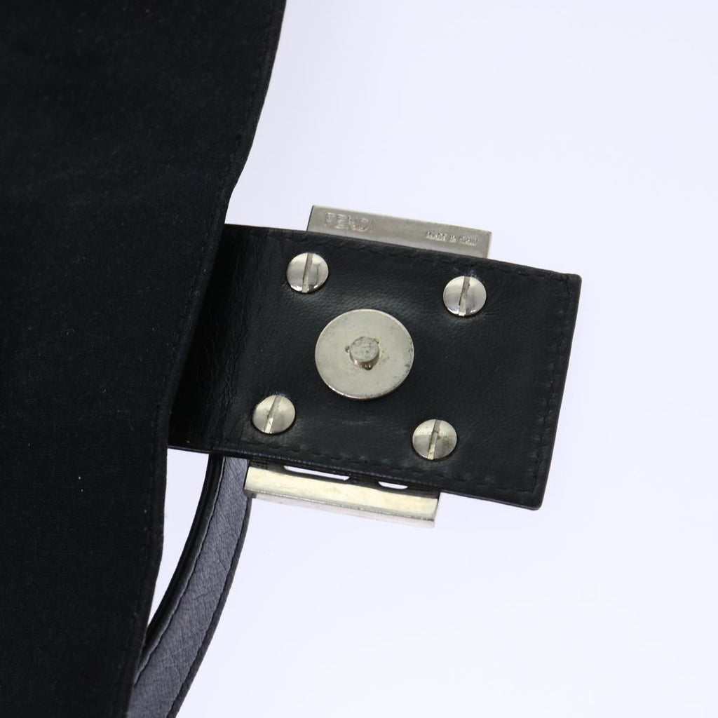 FENDI Mamma Baguette Shoulder Bag Nylon Leather Black bs8028