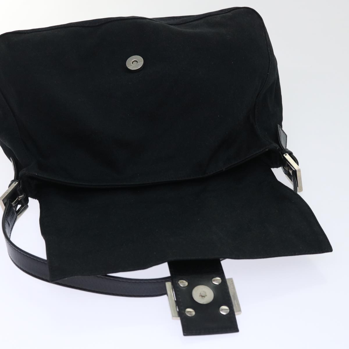 FENDI Mamma Baguette Shoulder Bag Nylon Leather Black bs8028
