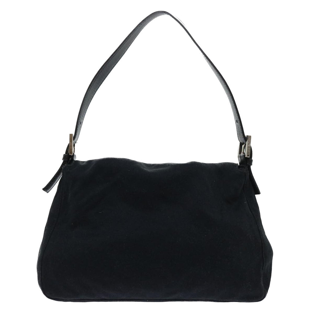 FENDI Mamma Baguette Shoulder Bag Nylon Leather Black bs8028