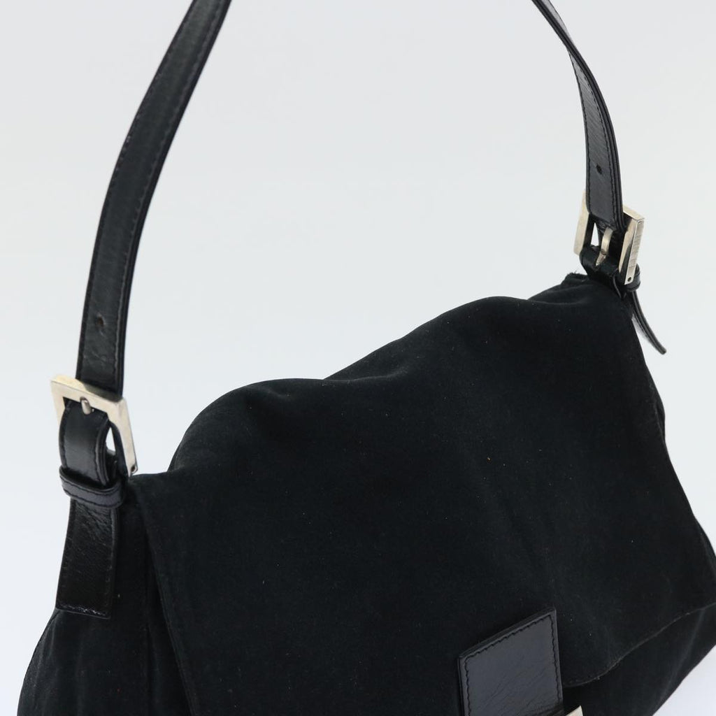 FENDI Mamma Baguette Shoulder Bag Nylon Leather Black bs8028