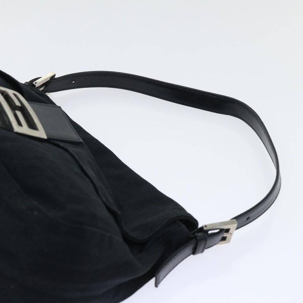 FENDI Mamma Baguette Shoulder Bag Nylon Leather Black bs8028