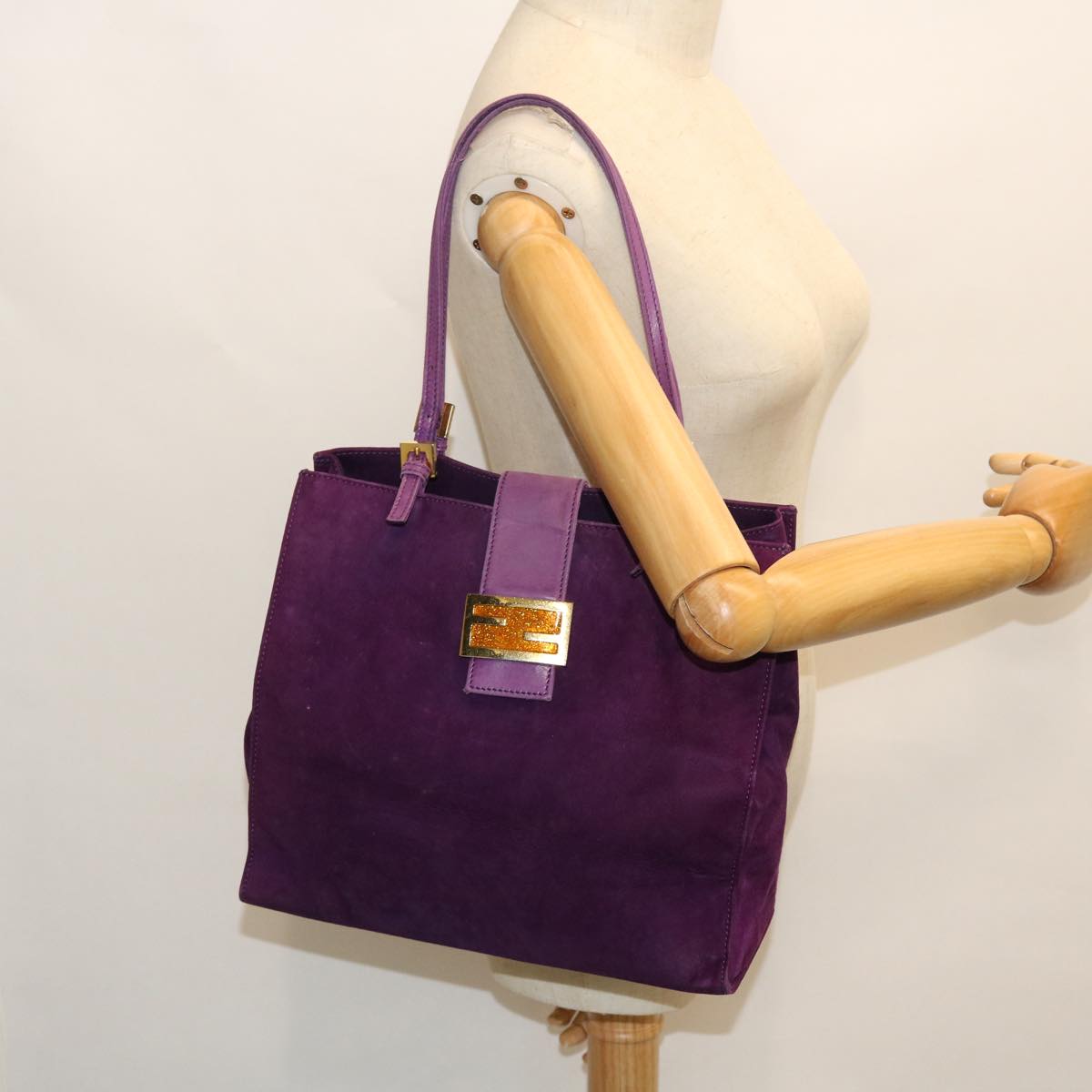 FENDI Shoulder Bag Suede Purple bs8035