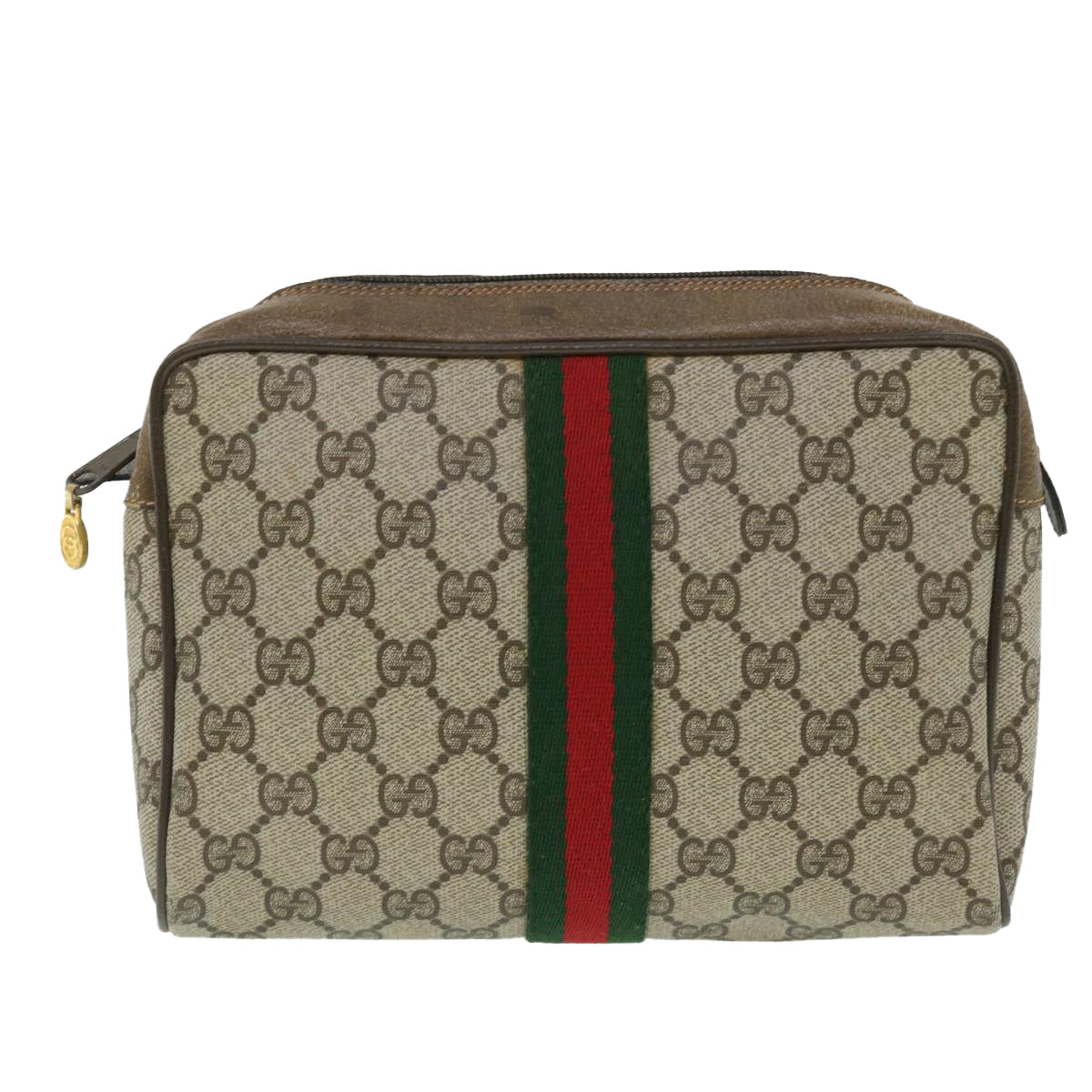 GUCCI GG Canvas Web Sherry Line Clutch Bag Beige Red Green 89 01 012 bs8038