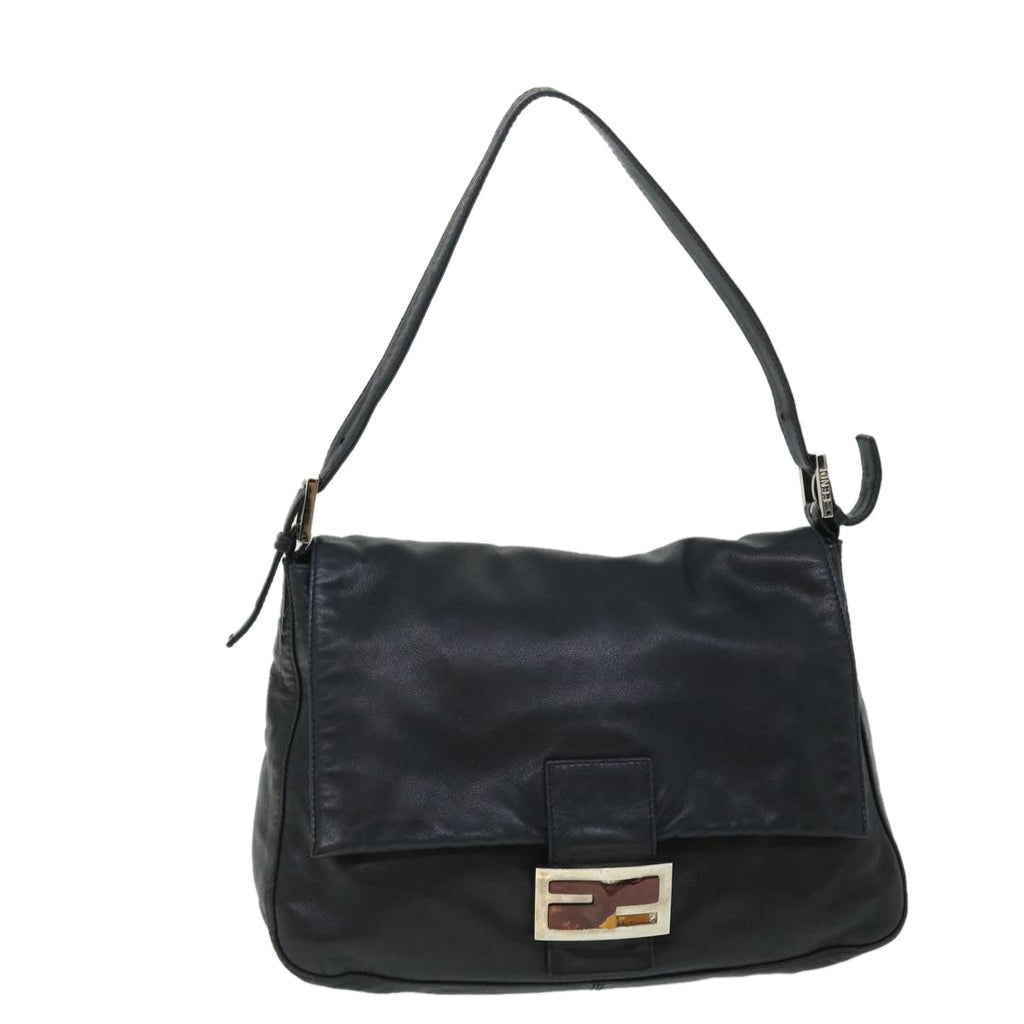 FENDI Mamma Baguette Shoulder Bag Leather Black bs8192