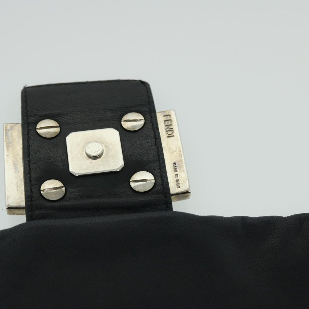 FENDI Mamma Baguette Shoulder Bag Leather Black bs8192