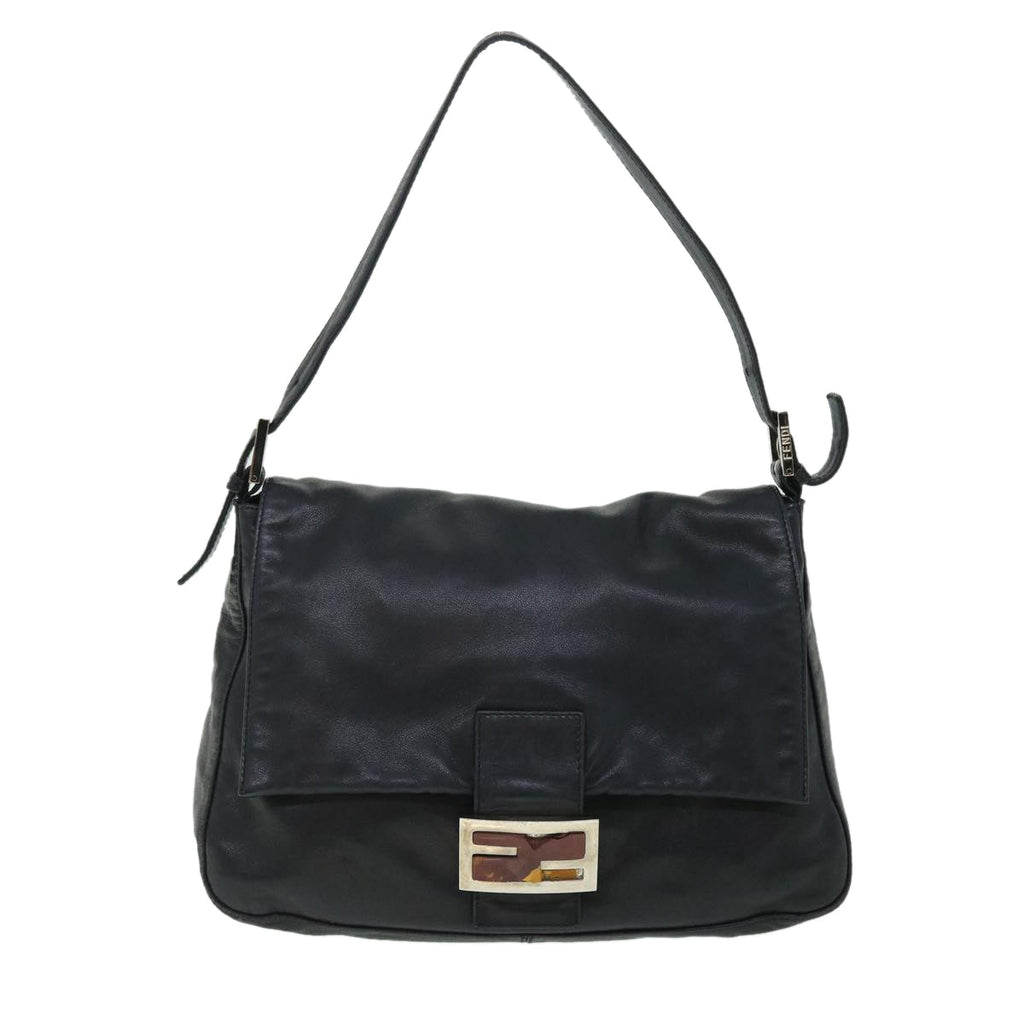 FENDI Mamma Baguette Shoulder Bag Leather Black bs8192