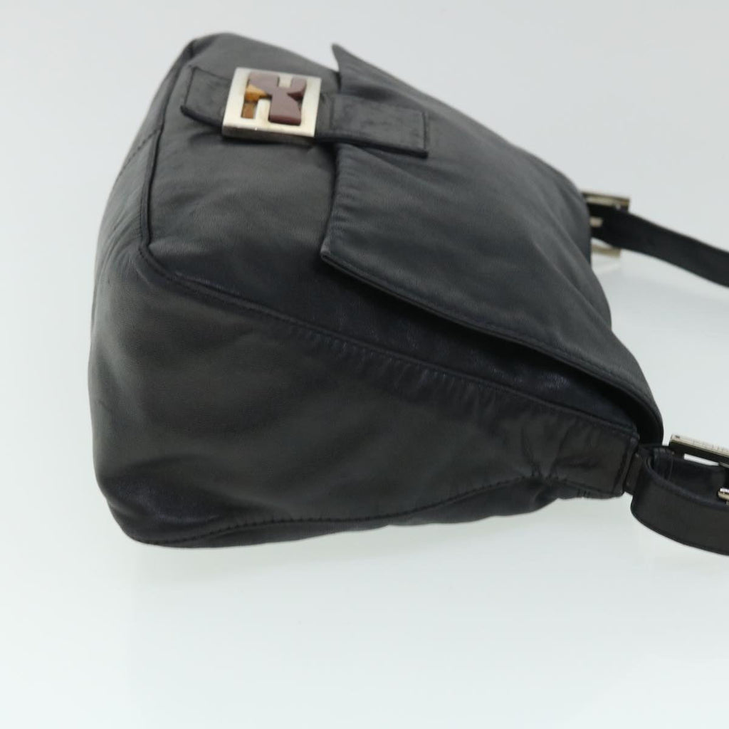 FENDI Mamma Baguette Shoulder Bag Leather Black bs8192