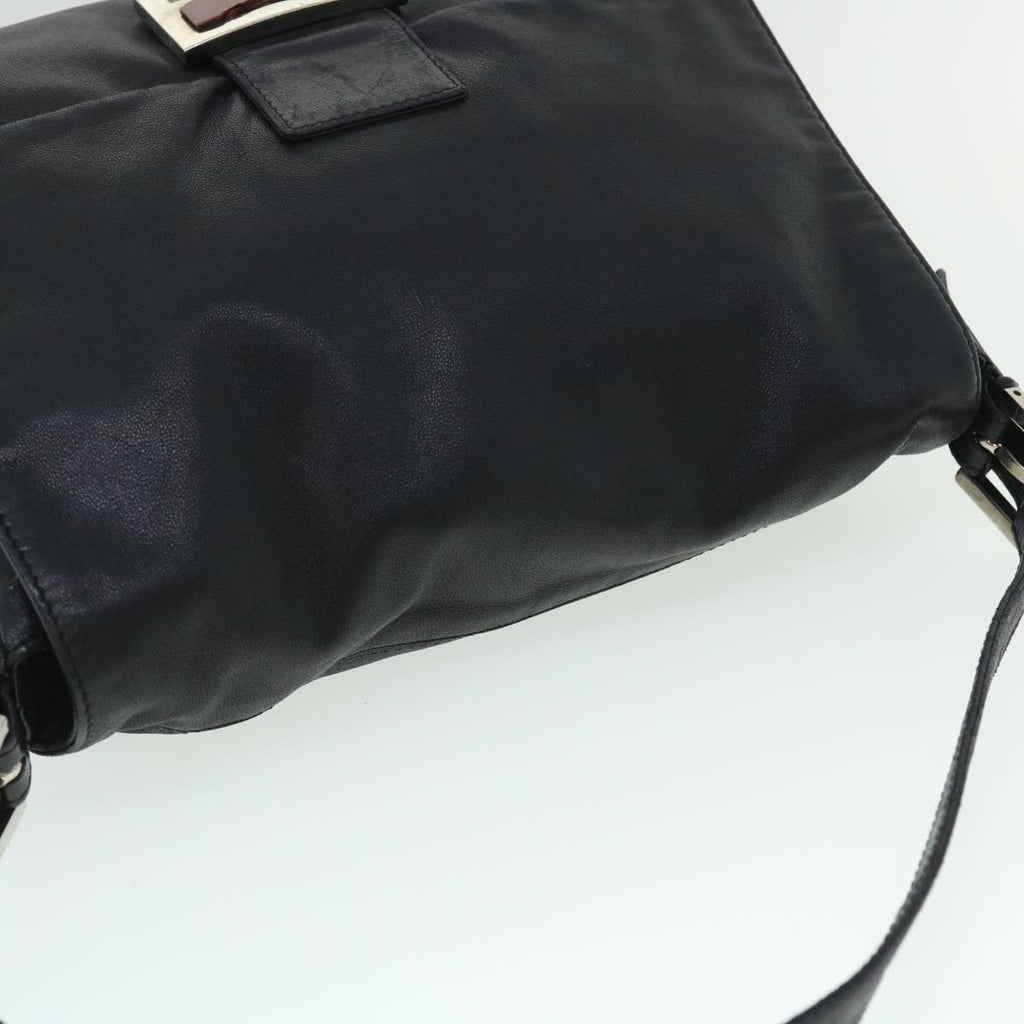 FENDI Mamma Baguette Shoulder Bag Leather Black bs8192