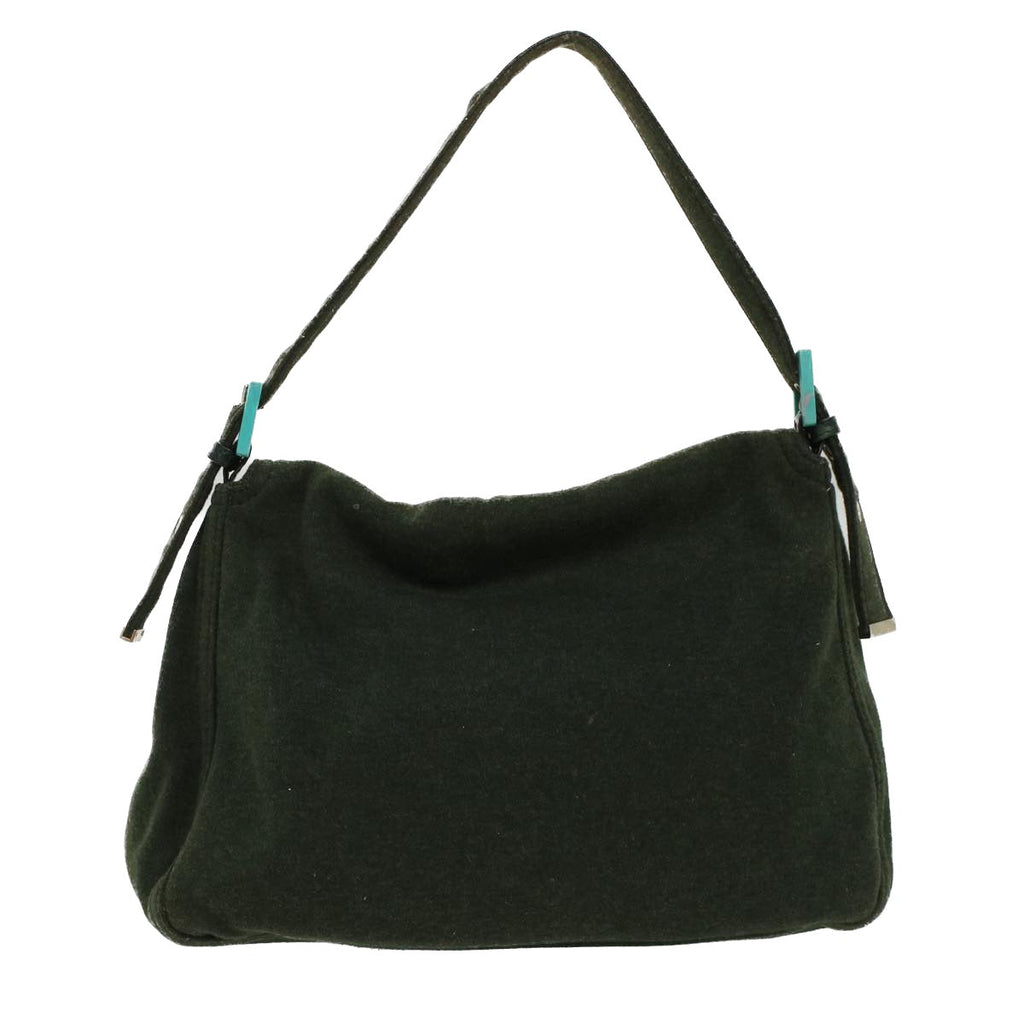 FENDI Mamma Baguette Shoulder Bag cotton Green Light Blue bs8194