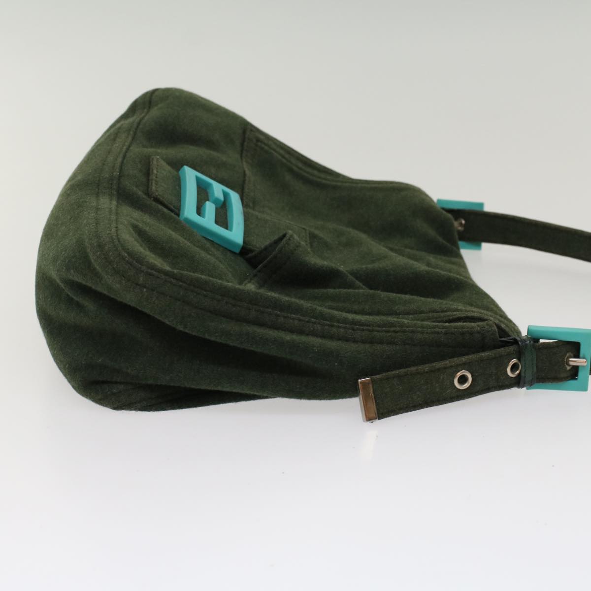 FENDI Mamma Baguette Shoulder Bag cotton Green Light Blue bs8194