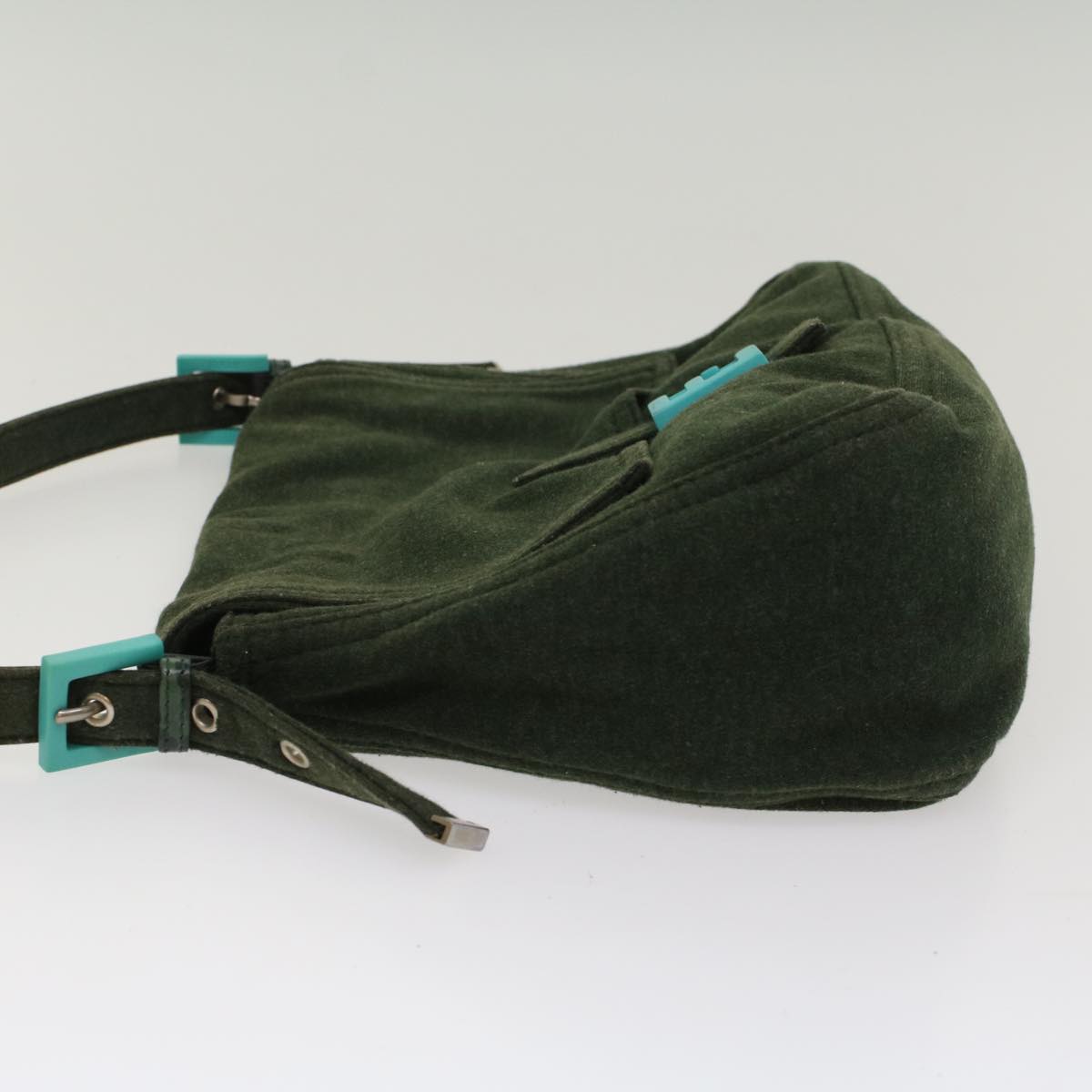 FENDI Mamma Baguette Shoulder Bag cotton Green Light Blue bs8194