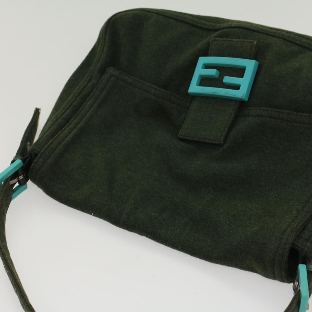 FENDI Mamma Baguette Shoulder Bag cotton Green Light Blue bs8194
