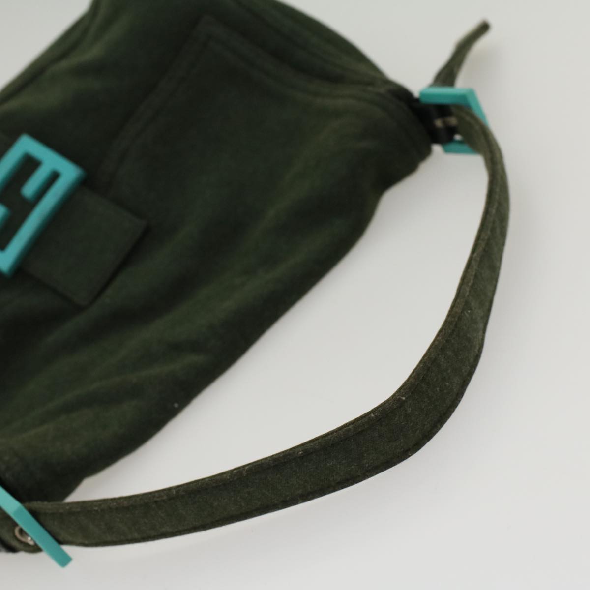 FENDI Mamma Baguette Shoulder Bag cotton Green Light Blue bs8194
