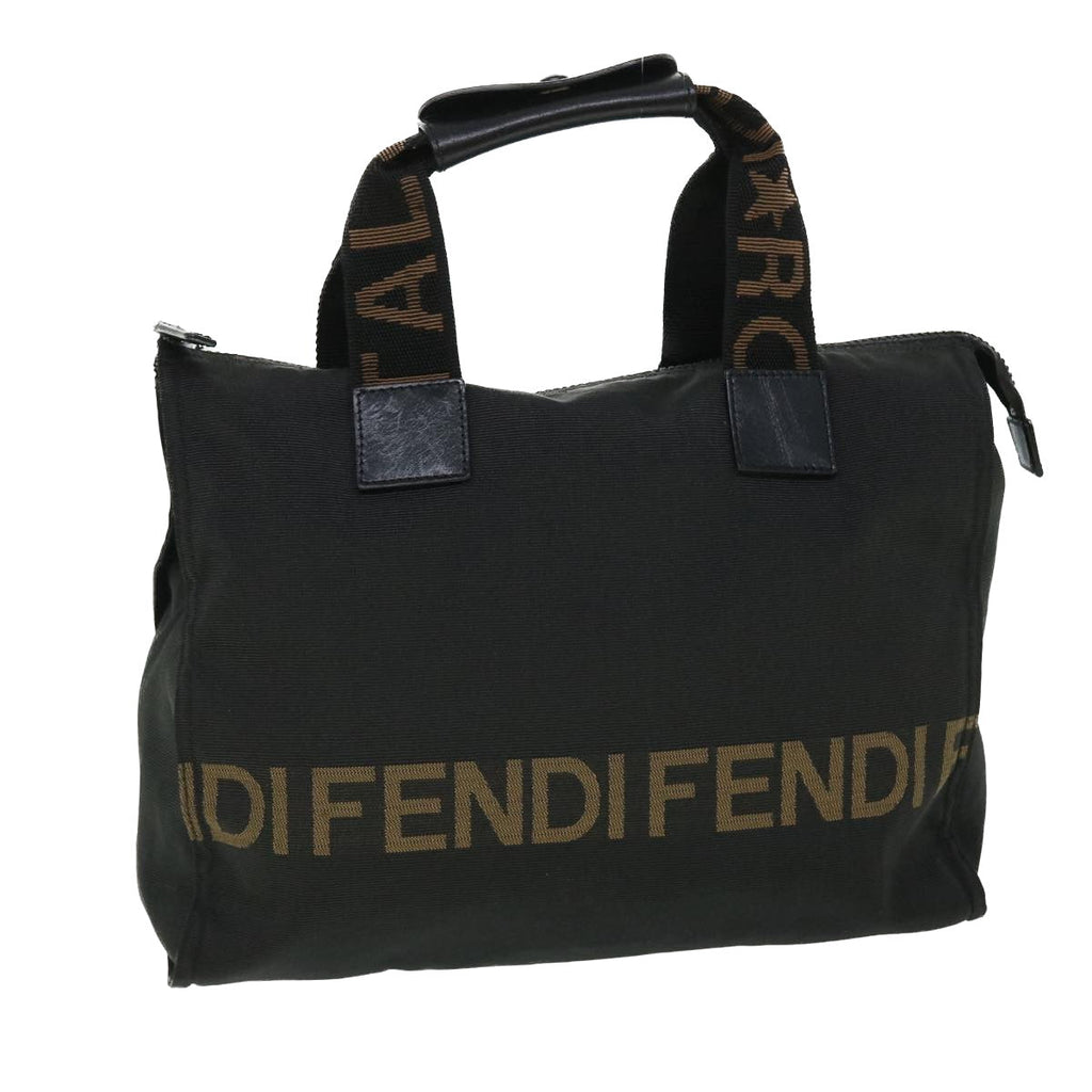 FENDI Hand Bag Nylon Black Brown bs8205