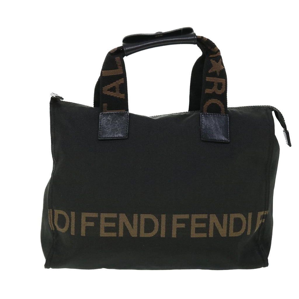 FENDI Hand Bag Nylon Black Brown bs8205
