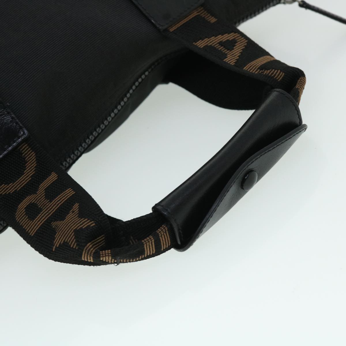 FENDI Hand Bag Nylon Black Brown bs8205