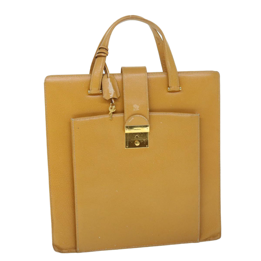GUCCI Hand Bag Leather Beige bs8249