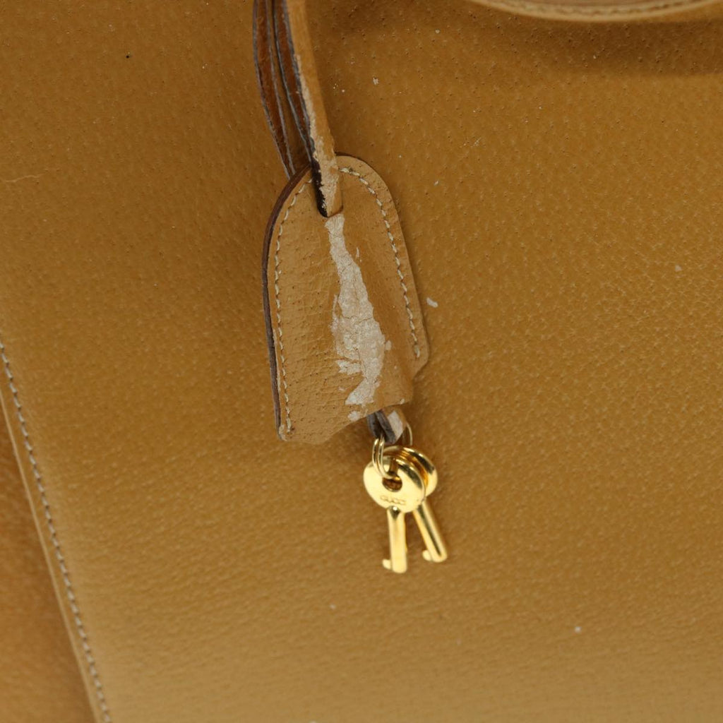 GUCCI Hand Bag Leather Beige bs8249