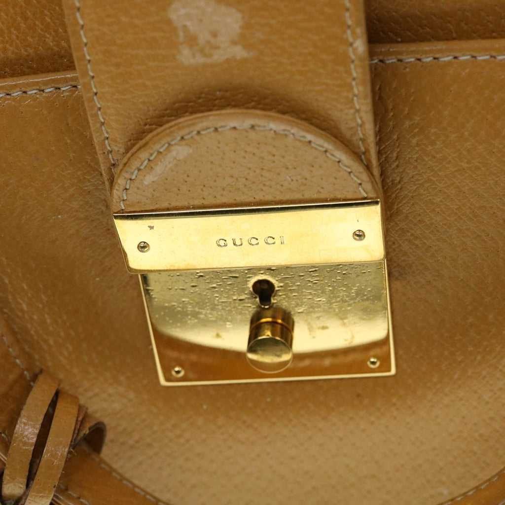 GUCCI Hand Bag Leather Beige bs8249