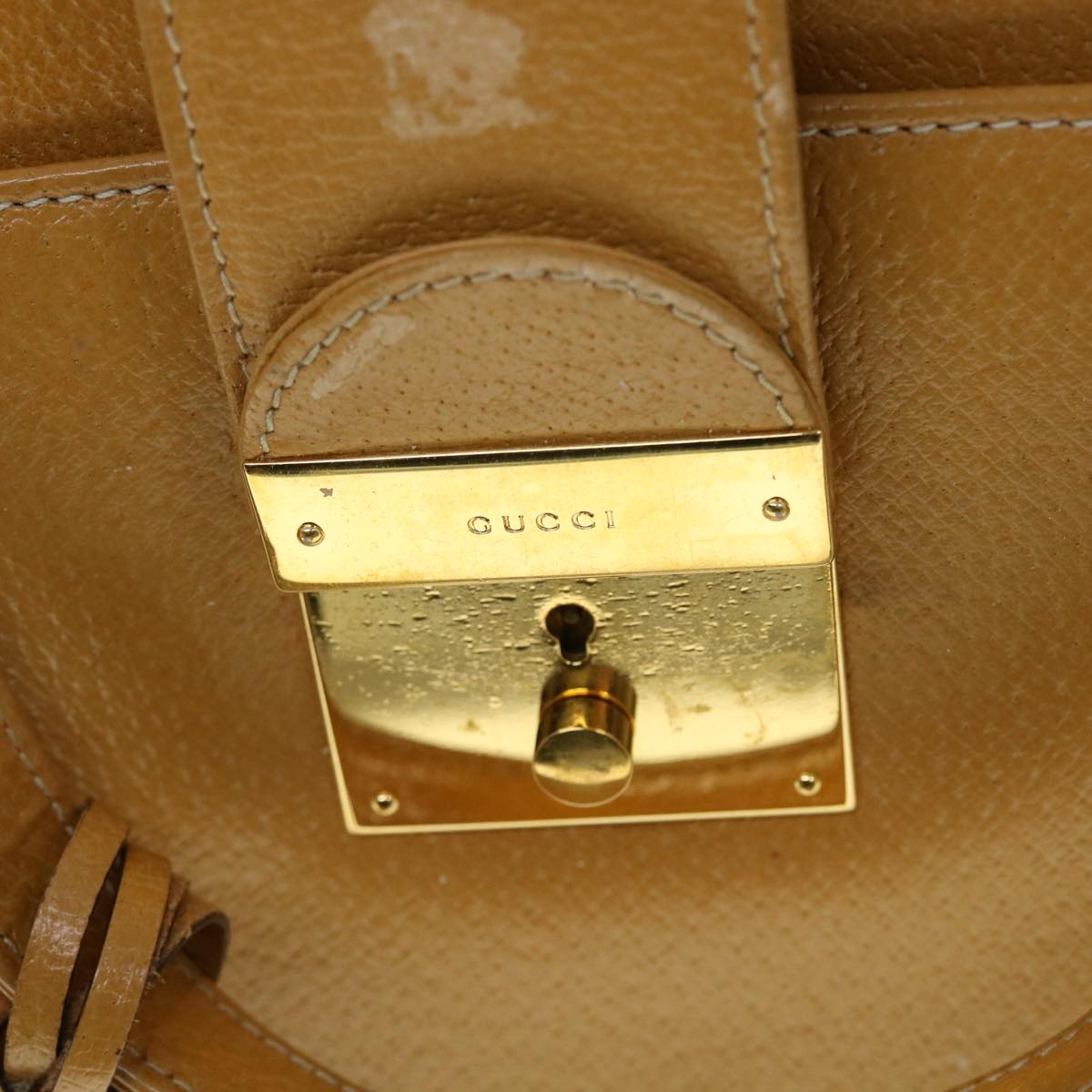 GUCCI Hand Bag Leather Beige bs8249
