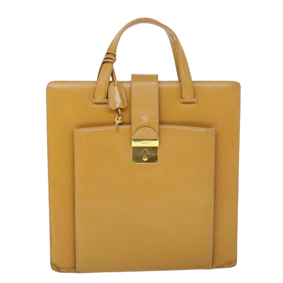 GUCCI Hand Bag Leather Beige bs8249