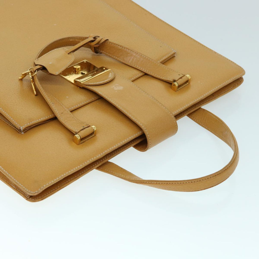 GUCCI Hand Bag Leather Beige bs8249