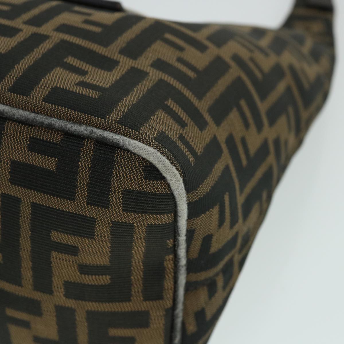 FENDI Zucca Canvas Mamma Baguette Shoulder Bag Black Brown bs8308