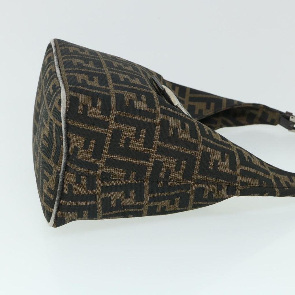 FENDI Zucca Canvas Mamma Baguette Shoulder Bag Black Brown bs8308