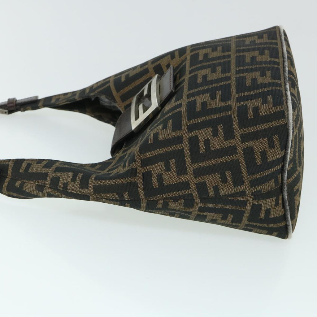 FENDI Zucca Canvas Mamma Baguette Shoulder Bag Black Brown bs8308
